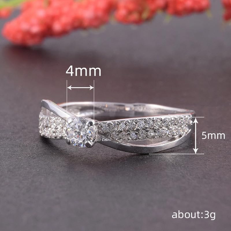 Sdouefos Store Women's Platinum Plated Cubic Zirconia Infinity Wedding Band Guard Enhancer Wedding Ring 925 Sterling Silver Criss Cross Dimond Band Cocktail Ring Size 10 - Image 5